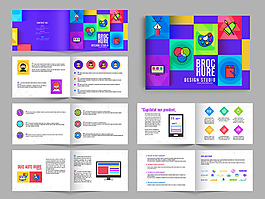 多页的紫色彩色的艺术工作室小册子传单设计