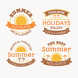 夏季装饰贴纸标签矢量设计素材