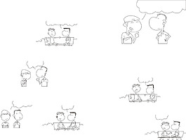 简笔线条漫画场景