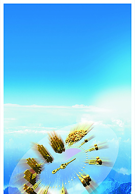 蓝天时针背景CDR