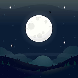 黑夜满月星星景观背景