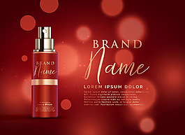 红色化妆品概念广告背景