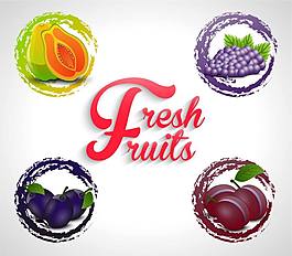 水彩水果图案矢量素材下载