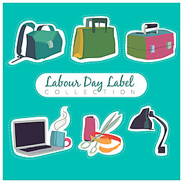 各种颜色劳动节元素图标贴纸