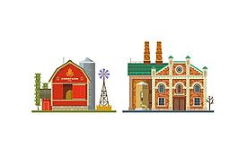 城堡城市建筑扁平化图标