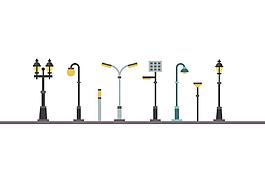 路灯城市建筑扁平化图标