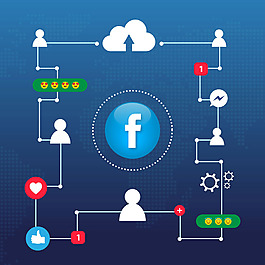 Facebook电路背景与图标