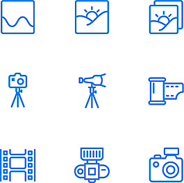 图片摄影类蓝色线条图标矢量图源文件