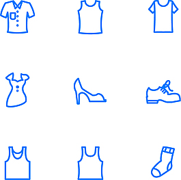 服装类图标蓝色线条图标矢量图源文件