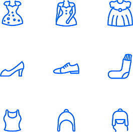服装类图标蓝色线条矢量图手机图标5