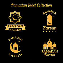 金色斋月标签图标矢量素材