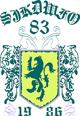 矢量狮子花纹素材