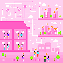卡通城市建筑素材