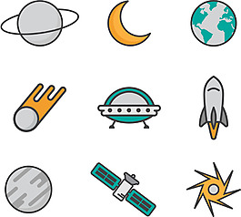 宇宙卫星ICON矢量素材
