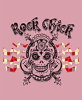 矢量摇滚骷髅元素图案