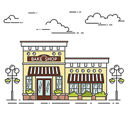 街头烘焙店插画矢量素材下载
