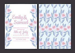 水彩花朵婚礼邀请函