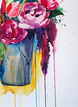 彩绘花朵装饰图