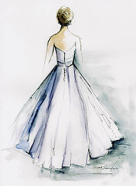 露背抹胸长裙设计图