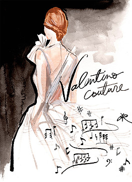 露背吊带礼服设计图