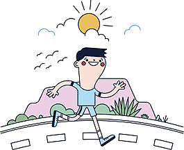 卡通跑步运动插画