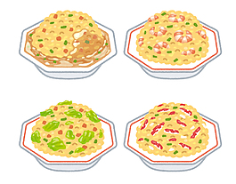 手绘炒饭美食