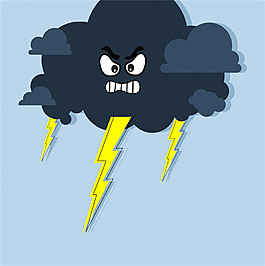 可爱卡通雨云素材