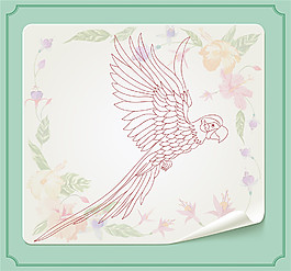 手绘清新鹦鹉插画