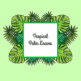 手绘热带树叶绿色背景