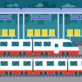 扁平风格的火车站背景