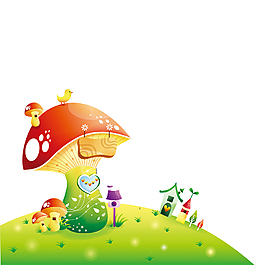 草地蘑菇房子