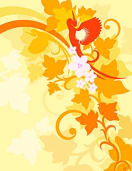 鸟儿树叶花纹背景图案