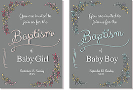 手绘花卉婴儿聚会邀请函