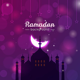 闪亮的月亮教堂剪影斋月背景