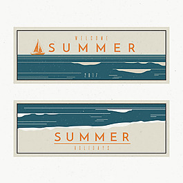 复古风格夏季船的横幅背景