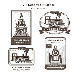 各种复古风格火车标志图标