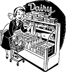 黑白食品购物插画矢量素材下载