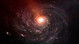 震撼大气宇宙银河系红光旋涡扭曲粒子飘浮星系规律高清视频实拍