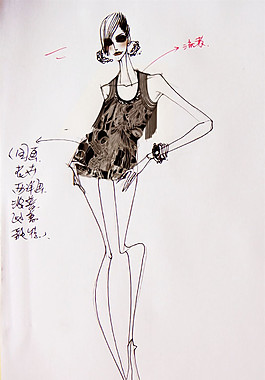 毛绒女装背心设计图