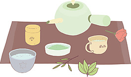 扁平日式茶饮插画