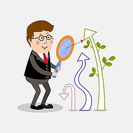 矢量卡通人物照镜子