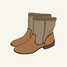手绘短靴图案矢量素材下载