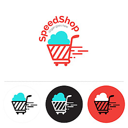 购物手推车标志logo设计