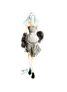 抹胸裙设计手绘图