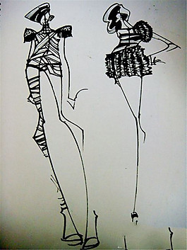 时尚女装设计线稿图