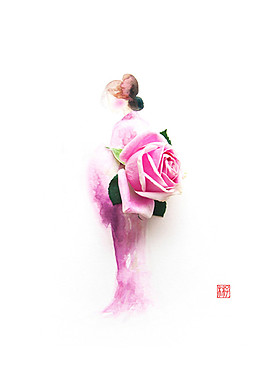 粉玫瑰灵感长裙设计
