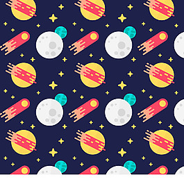 深蓝色背景卫星陨石装饰图案