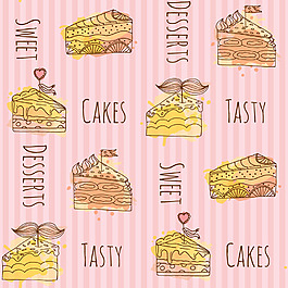 手绘蛋糕装饰图案背景