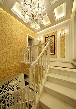 豪华室内楼梯背景墙设计图