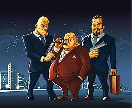 抽烟的老板和保安图片